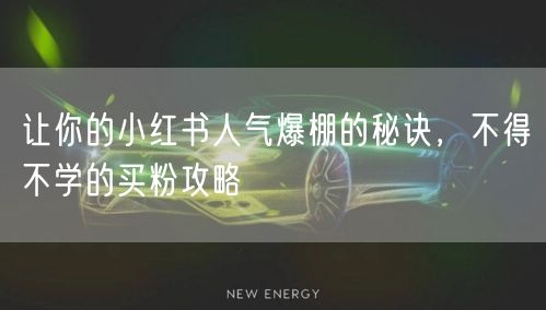 让你的小红书人气爆棚的秘诀，不得不学的买粉攻略