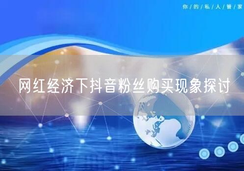 网红经济下抖音粉丝购买现象探讨