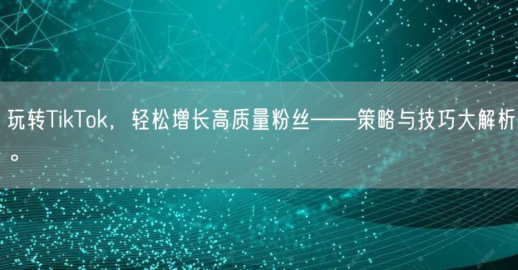 玩转TikTok，轻松增长高质量粉丝——策略与技巧大解析。