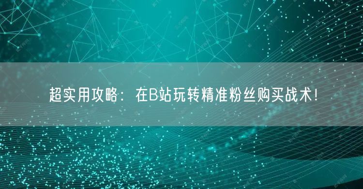 超实用攻略：在B站玩转精准粉丝购买战术！