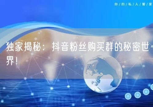 独家揭秘：抖音粉丝购买群的秘密世界！
