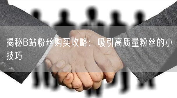 揭秘B站粉丝购买攻略：吸引高质量粉丝的小技巧