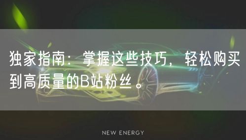 独家指南：掌握这些技巧，轻松购买到高质量的B站粉丝。