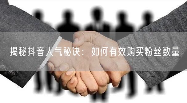 揭秘抖音人气秘诀：如何有效购买粉丝数量