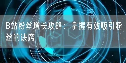 B站粉丝增长攻略：掌握有效吸引粉丝的诀窍