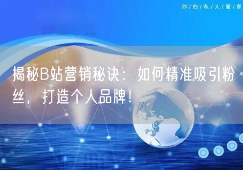 揭秘B站营销秘诀：如何精准吸引粉丝，打造个人品牌！