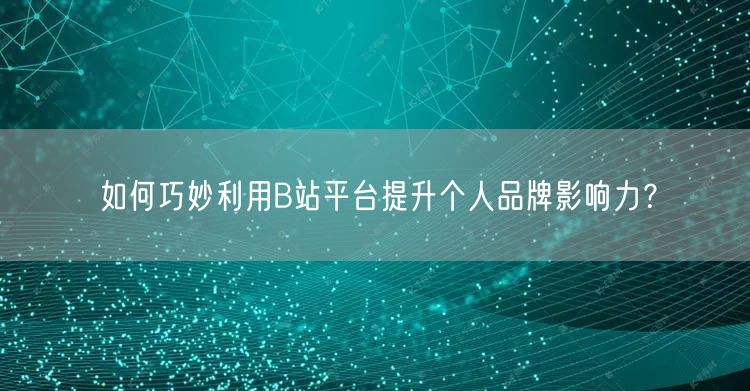 如何巧妙利用B站平台提升个人品牌影响力？
