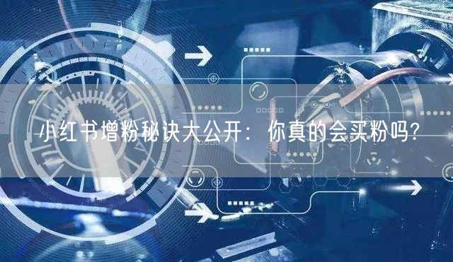 小红书增粉秘诀大公开：你真的会买粉吗?