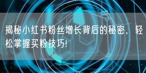 揭秘小红书粉丝增长背后的秘密，轻松掌握买粉技巧!