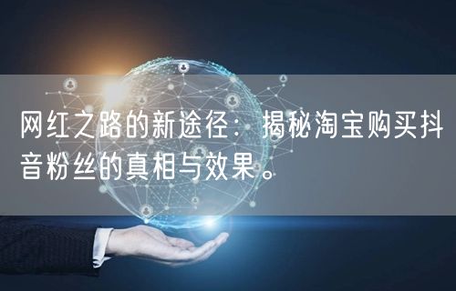 网红之路的新途径：揭秘淘宝购买抖音粉丝的真相与效果。
