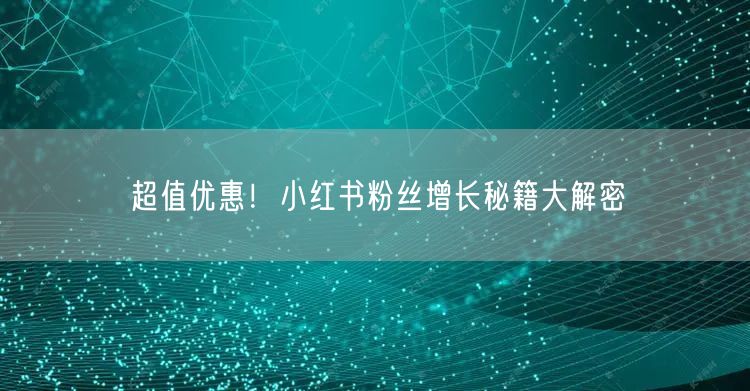 超值优惠！小红书粉丝增长秘籍大解密