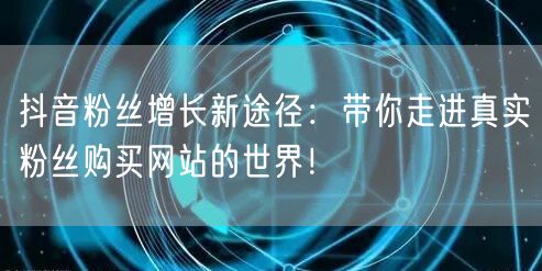 抖音粉丝增长新途径：带你走进真实粉丝购买网站的世界！