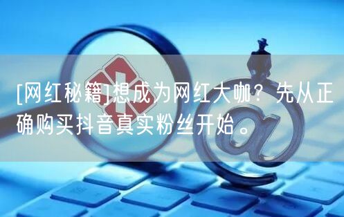 [网红秘籍]想成为网红大咖？先从正确购买抖音真实粉丝开始。