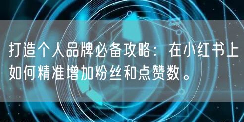 打造个人品牌必备攻略：在小红书上如何精准增加粉丝和点赞数。