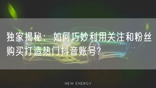 独家揭秘：如何巧妙利用关注和粉丝购买打造热门抖音账号?
