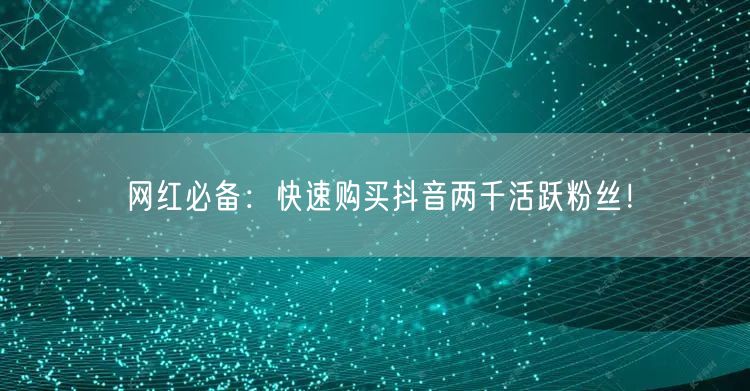 网红必备：快速购买抖音两千活跃粉丝！