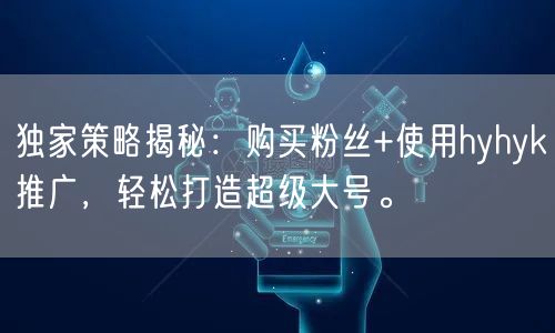 独家策略揭秘：购买粉丝+使用hyhyk推广，轻松打造超级大号。
