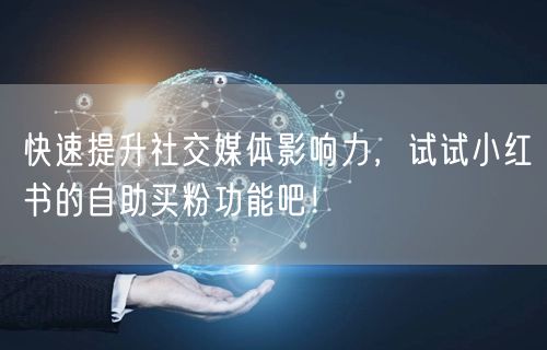 快速提升社交媒体影响力，试试小红书的自助买粉功能吧！