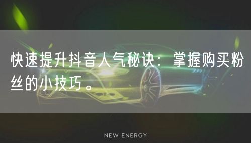 快速提升抖音人气秘诀：掌握购买粉丝的小技巧。